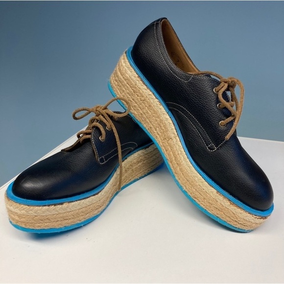 JOHN FLUEVOG Sz 7 Espadrille Sole Leather Lace Up Sneakers Shoes - Picture 1 of 16